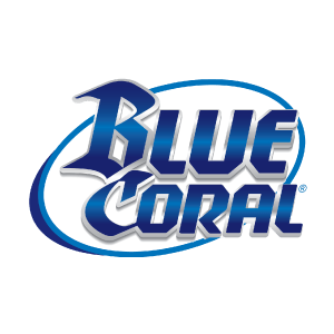 Blue Coral vehicle wash and interior upholstery cleaners logo.